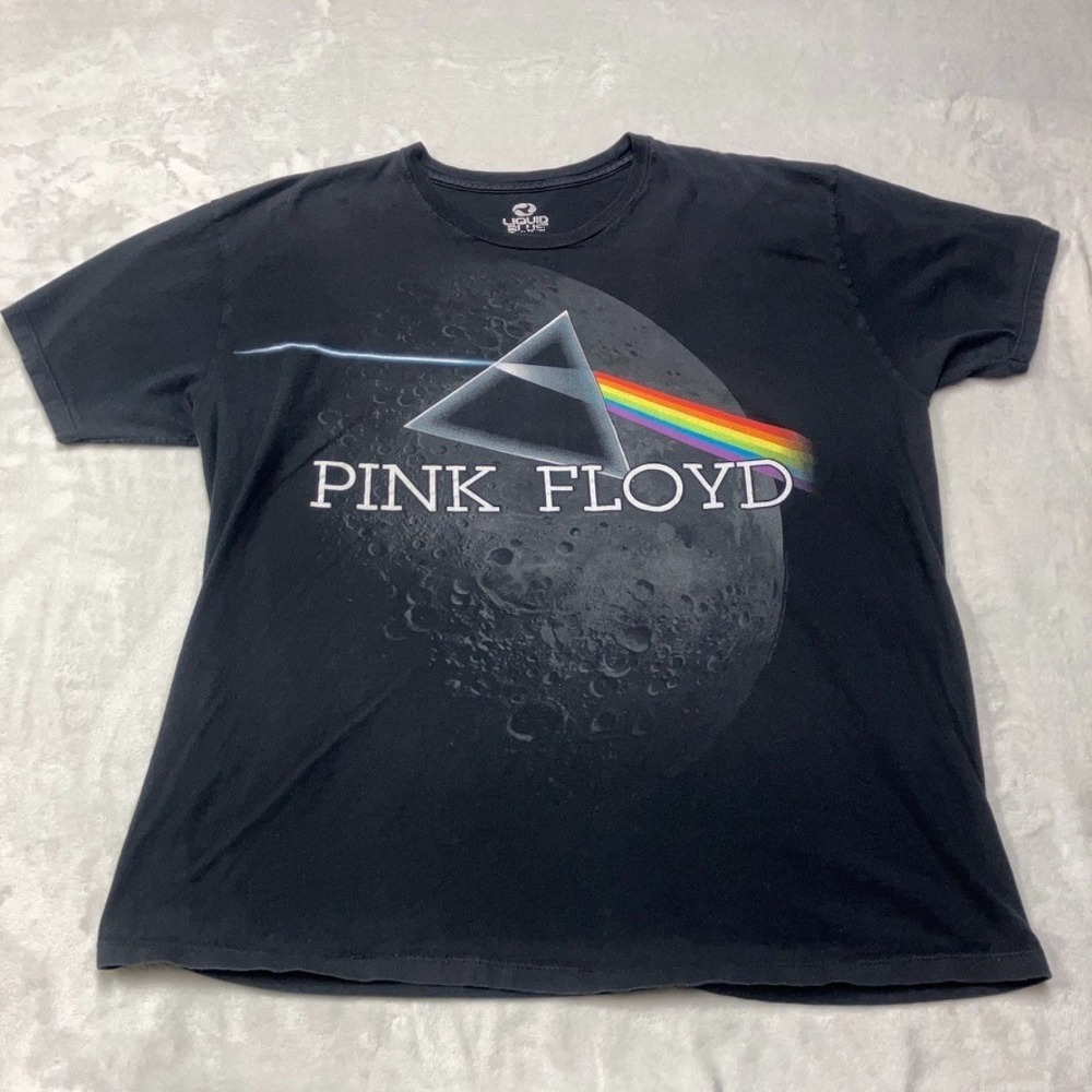 Pink‎ Floyd Liquid Blue T-Shirt Men's XL Gray Dark Side Of The Moon Prism Tee